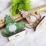 Maxbell Happy Easter Wooden Little Frogs Easter Holiday Table Decoration Green