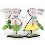 Maxbell 1 PC Desktop Ornament Easter Wooden Rabbit Decoration Party Tableware Yellow