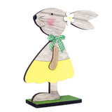 Maxbell 1 PC Desktop Ornament Easter Wooden Rabbit Decoration Party Tableware Yellow