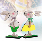 Maxbell 1 PC Desktop Ornament Easter Wooden Rabbit Decoration Party Tableware Yellow