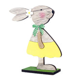 Maxbell 1 PC Desktop Ornament Easter Wooden Rabbit Decoration Party Tableware Yellow
