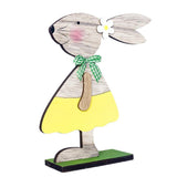 Maxbell 1 PC Desktop Ornament Easter Wooden Rabbit Decoration Party Tableware Yellow