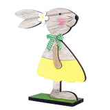 Maxbell 1 PC Desktop Ornament Easter Wooden Rabbit Decoration Party Tableware Yellow
