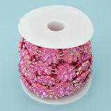 Max Flower Pearl Rhinestone Chain Sew On Trims Wedding Dress Decor Rose red