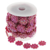 Max Flower Pearl Rhinestone Chain Sew On Trims Wedding Dress Decor Rose red