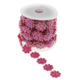 Max Flower Pearl Rhinestone Chain Sew On Trims Wedding Dress Decor Rose red