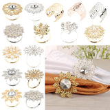 Max Rhinestone Napkin Rings Adornment For Wedding Party Gold
