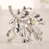 Max Rhinestone Napkin Rings Adornment For Wedding Party Silver