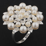 Max Pearl Flower Napkin Rings Napkin Buckle Wedding Napkin Holder Silver
