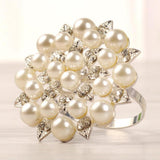 Max Pearl Flower Napkin Rings Napkin Buckle Wedding Napkin Holder Silver