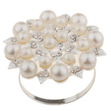 Max Pearl Flower Napkin Rings Napkin Buckle Wedding Napkin Holder Silver