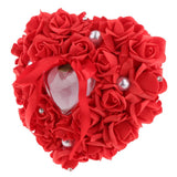 Max Heart-shaped PE water diamond imitation pearl wedding ring pillow Red