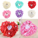 Max Heart-shaped PE water diamond imitation pearl wedding ring pillow Red