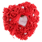 Max Heart-shaped PE water diamond imitation pearl wedding ring pillow Red