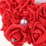 Max Heart-shaped PE water diamond imitation pearl wedding ring pillow Red