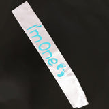 Max I'm one Girl's 1st Birthday Novelty Sash Blue word on white