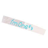 Max I'm one Girl's 1st Birthday Novelty Sash Blue word on white