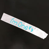 Max I'm one Girl's 1st Birthday Novelty Sash Blue word on white