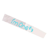 Max I'm one Girl's 1st Birthday Novelty Sash Blue word on white