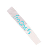 Max I'm one Girl's 1st Birthday Novelty Sash Blue word on white
