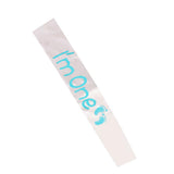 Max I'm one Girl's 1st Birthday Novelty Sash Blue word on white