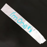 Max I'm one Girl's 1st Birthday Novelty Sash Blue word on white