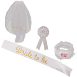 4pcs Set Bride To Be Sash Veil Badge Garter Set Bridal Shower Accessories