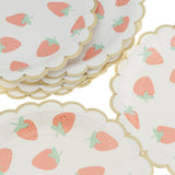 Max 8 Pieces Gilding Strawberry Paper Plates Disposable Party Cake Tray 7 Inch