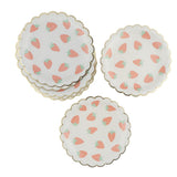 Max 8 Pieces Gilding Strawberry Paper Plates Disposable Party Cake Tray 7 Inch