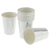 Max 8pcs Paper Disposable Cups Birthday Wedding Party Table Decoration Silver