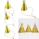 Max 6pcs Mini Glitter Birthday Cone Hat Headband Baby Birthday Costume Pink