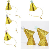 Max 6pcs Mini Glitter Birthday Cone Hat Headband Baby Birthday Costume Pink