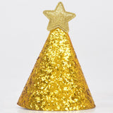 Max 6pcs Mini Glitter Birthday Cone Hat Headband Baby Birthday Costume Gold