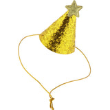 Max 6pcs Mini Glitter Birthday Cone Hat Headband Baby Birthday Costume Gold