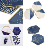 Maxbell 8 Pieces Hexagonal Disposable Paper Plate Tableware for Wedding Party 23cm