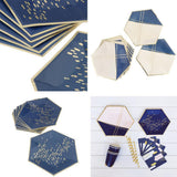 Maxbell 8 Pieces Hexagonal Disposable Paper Plate Tableware for Wedding Party 23cm