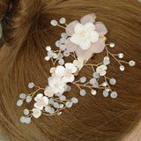 Maxbell Handmade Flower Manual Alloy Rhinestone Hairpin Women Golden Tiaras