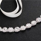 Maxbell Luxury Crystal Wedding Belts Rhinestone Bridal Sash Belly Chains Silver