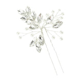 Maxbell Bridal Crystal Hair Pin Stick Bling Pearl Hairpin Handmade Jewelry Silver