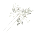 Maxbell Bridal Crystal Hair Pin Stick Bling Pearl Hairpin Handmade Jewelry Silver