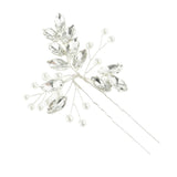 Maxbell Bridal Crystal Hair Pin Stick Bling Pearl Hairpin Handmade Jewelry Silver