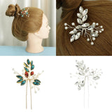 Maxbell Bridal Crystal Hair Pin Stick Bling Pearl Hairpin Handmade Jewelry Silver