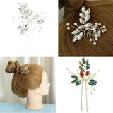 Maxbell Bridal Crystal Hair Pin Stick Bling Pearl Hairpin Handmade Jewelry Silver