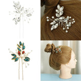 Maxbell Bridal Crystal Hair Pin Stick Bling Pearl Hairpin Handmade Jewelry Silver