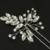 Maxbell Bridal Crystal Hair Pin Stick Bling Pearl Hairpin Handmade Jewelry Silver