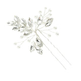 Maxbell Bridal Crystal Hair Pin Stick Bling Pearl Hairpin Handmade Jewelry Silver