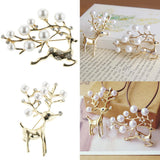 Max Charm Artificial Pearls Crystal Rhinestone Brooch Pin Jewelry Gift Deer