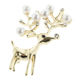 Max Charm Artificial Pearls Crystal Rhinestone Brooch Pin Jewelry Gift Deer