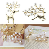 Max Charm Artificial Pearls Crystal Rhinestone Brooch Pin Jewelry Gift Deer