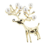 Max Charm Artificial Pearls Crystal Rhinestone Brooch Pin Jewelry Gift Deer